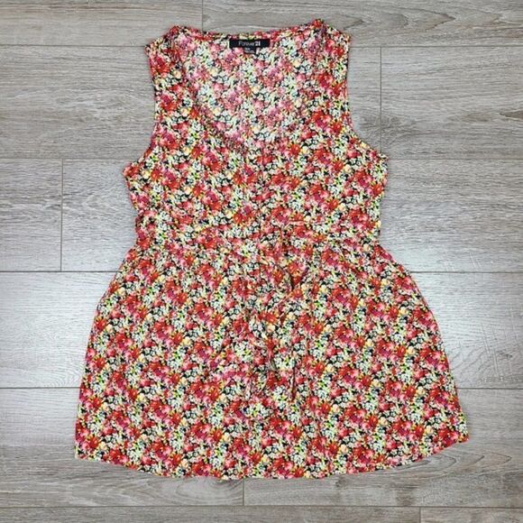 FOREVER 21 Floral Button Front Skater Dress Medium - Picture 12 of 16